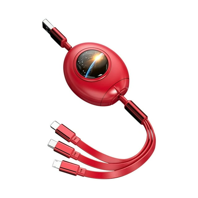 MesaSe Upgraded 3 in 1 USB Cable Portable Fast Charging Cable with Type-C/Micro USB/IOS Port Connector Retractable Cable
