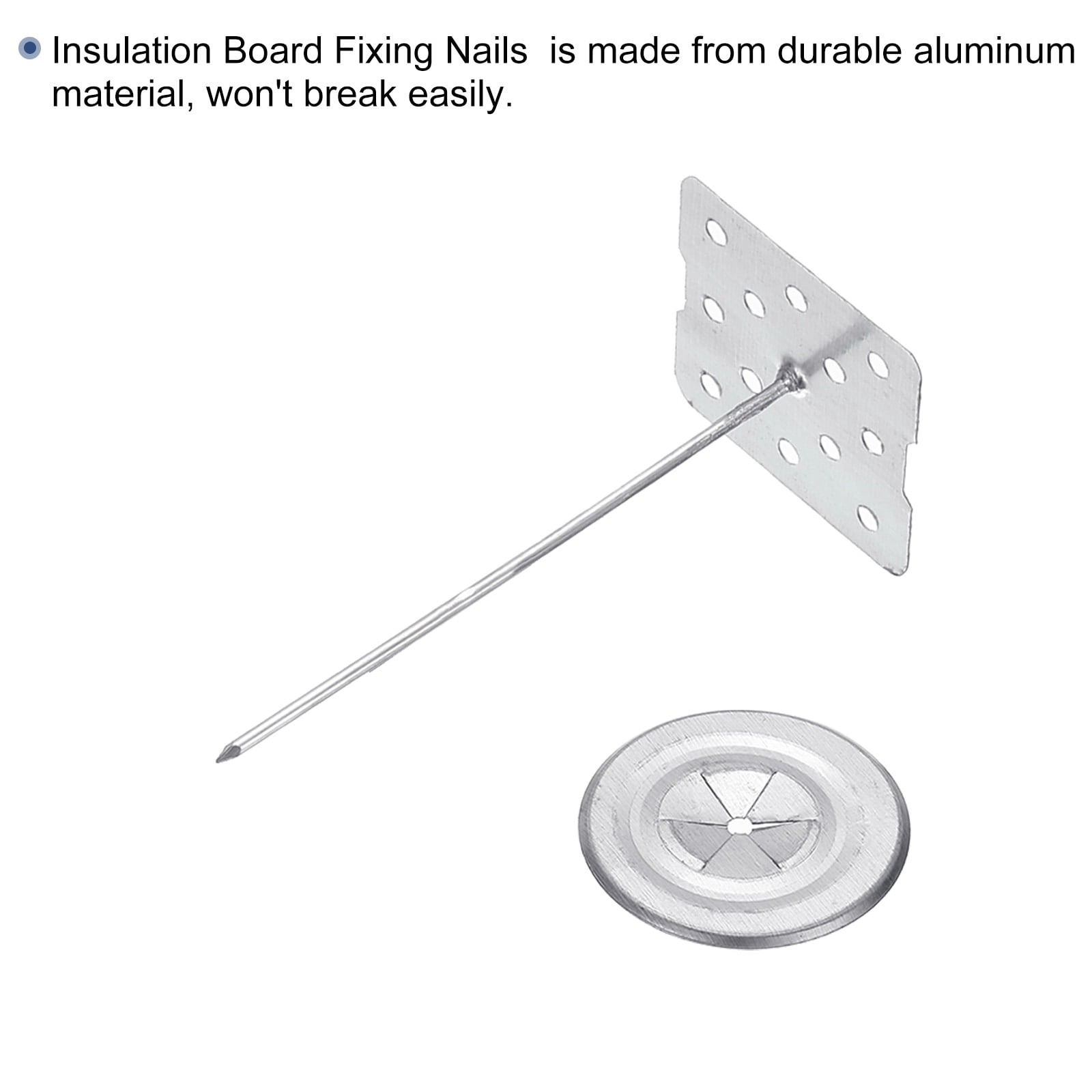 60mm Perforated Insulation Pins with Round Washer,50 Sets 2in Insulating Nails Wall Plug for Fixing Foam Boards to Wall or Ceiling