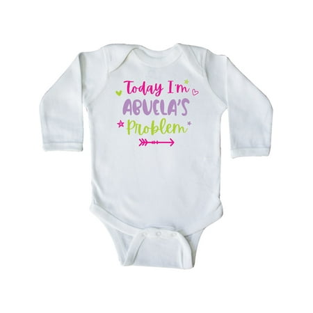

Inktastic Child Funny Today Im Abuelas Problem Gift Baby Girl Long Sleeve Bodysuit