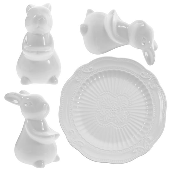 1 Set Dessert Plate Bunny Ornament and Cake Holder Dessert Display Tray Cupcake Display Stand