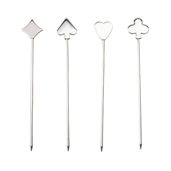 Shoreew Skull Cocktail Picks Reusable Olive Skewers Martini Garnish Sticks Stainless Steel Toothpicks for Drinks Appetizers Bar