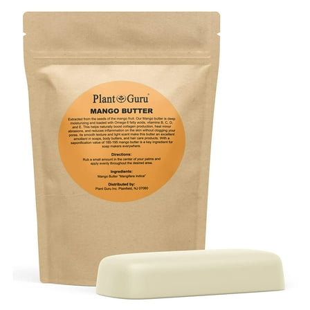 Raw Mango Butter 8 oz. Bar - 100% Pure Natural Unrefined - Great for Skin and Hair Growth. DIY Soap Making, Body Butter, Lotions and Creams.