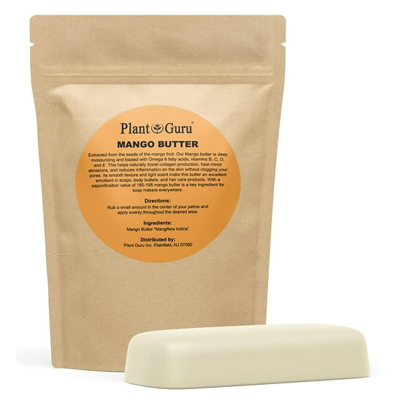 Raw Mango Butter 8 oz. Bar - 100% Pure Natural Unrefined - Great for Skin and Hair Growth. DIY Soap Making, Body Butter, Lotions and Creams.