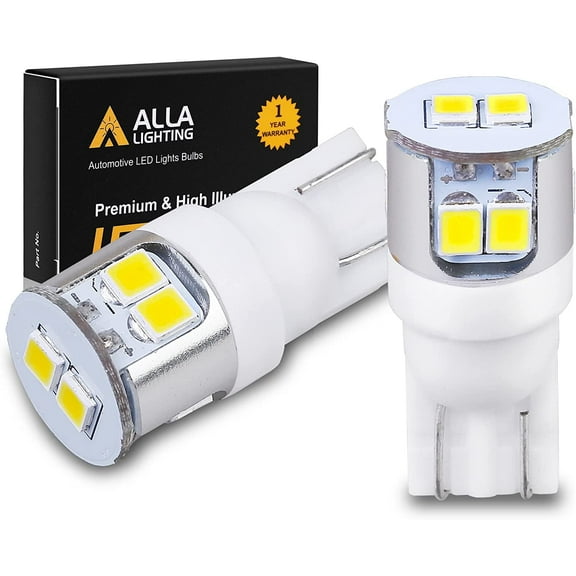 Alla Lighting 194 168 LED Bulbs T10 Wedge LED 194 168 Bulbs 12V LED 194 Bulb 2825 W5W 175 168 License Plate Lights,Interior Lights,Map Lights,Dome Lights,Trunk Lights,6000K Xenon White (Set of 2)