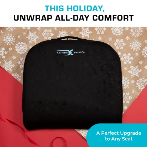 Xtreme comforts large seat cushion with carry handle and anti slip bottom gives relief from back pain hotsell
