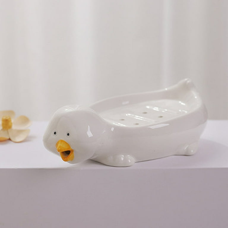 Cute Duck Soap Dish, Drain Soap Tray, Self Draining Soap Holder