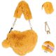 thumbnail image 3 of Shoulder Bag Faux Fur Purse Heart Shaped Purse Furry Clutch Fluffy Handbag for Women-Yellow, 3 of 5
