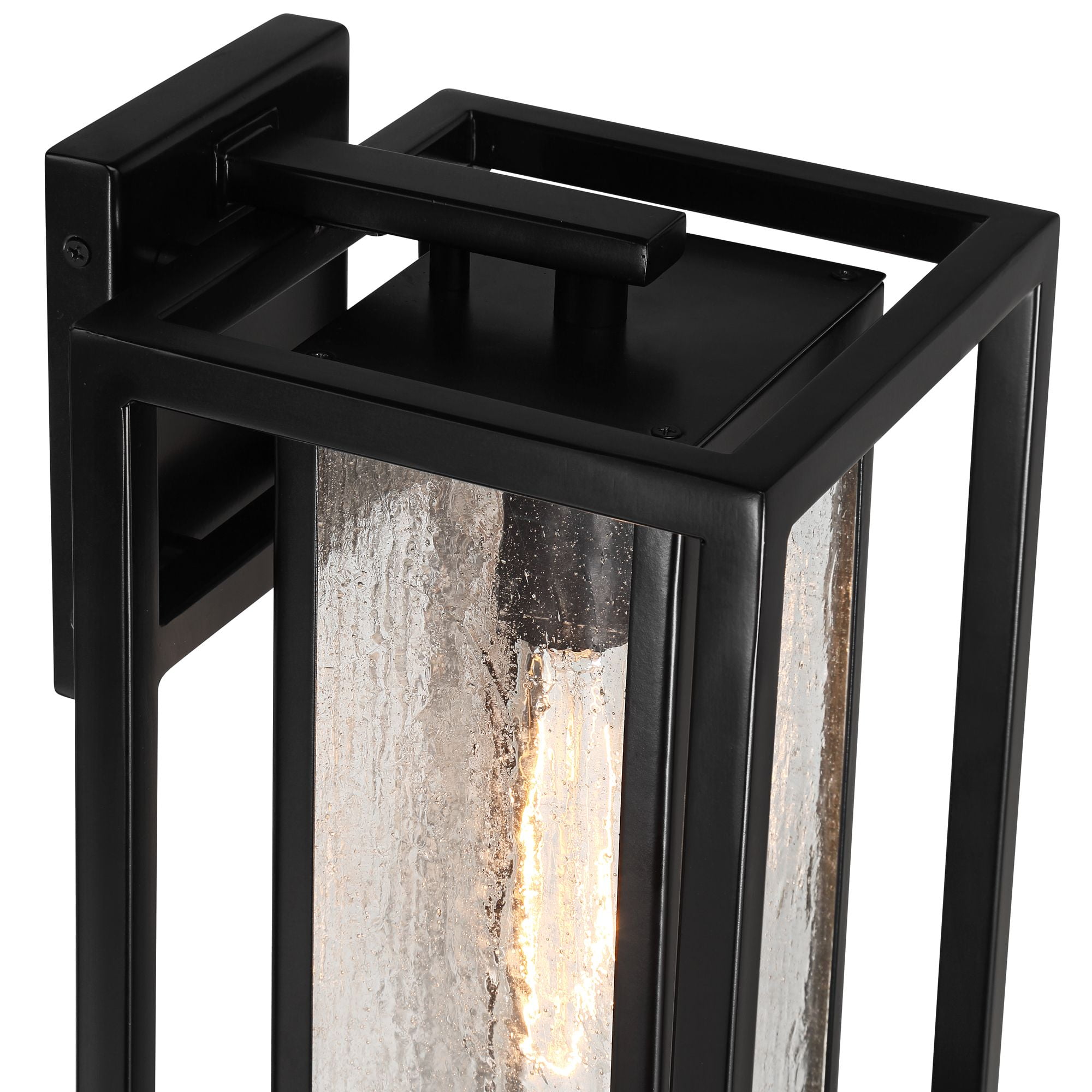 Possini Euro Design Amir 18" High Modern Outdoor Wall Light Fixture Mount Porch House Weatherproof Black Clear Glass Shade