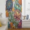 thumbnail image 5 of Vintage Floral Boho Sheer Curtains 108" Extra Long, Abstract Art Modern Flowers Light Filering Curtains, Privacy Drapes Simi Floor to Veiling Curtain for Living Room Bedroom Large Window Treatment, 5 of 9