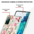 thumbnail image 3 of Allytech Floral Design Series Slim Shell Ring Holder Kickstand Shockproof Soft TPU Back Cover Cell Phone Case for Samsung Galaxy S20 FE 5G/ S20 Lite,Pink Flower, 3 of 4