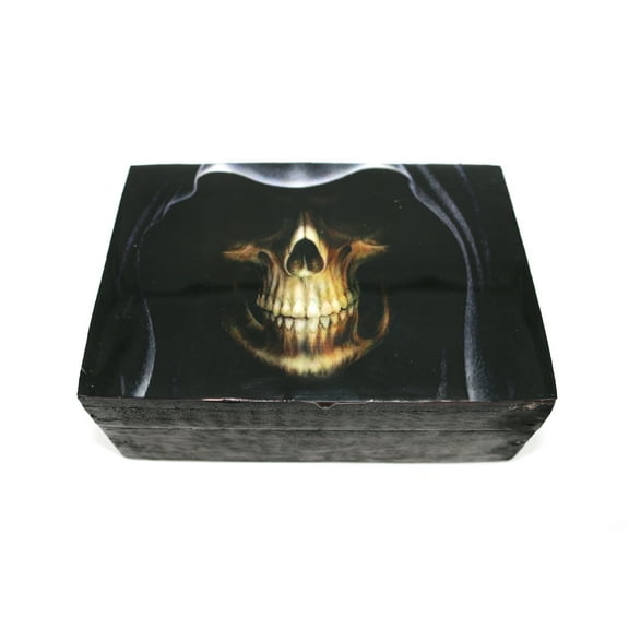 Soul Sticks Grim Reaper Black Wooden 6" x 4" Boxes For Jewelry, Memory, Sage, Storage or Incense Box