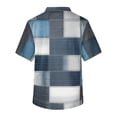 thumbnail image 4 of Domuza Scrubs for Men Top Plaid Stripe Printed Short Sleeve V Neck Working Uniform Loose Fit Comfy Soft Medical Scrub Tops with 3 Pockets Blue XL, 4 of 4