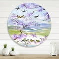 thumbnail image 2 of Designart 'Birds Sitting On Cherry Branch' Traditional Circle Metal Wall Art 11x11 - Disc of 11, 2 of 5