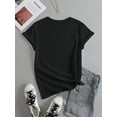 thumbnail image 2 of Women's "Happy Valentine's Day" Black T-Shirt with Red Heart & Floral Design - Casual Crew Neck, Short Sleeve Top, Stretchy Polyester Blend, Machine Washable Tee For Adult, Men, Women, Teen, Teenager, 2 of 6