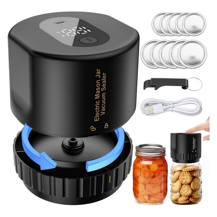 Mason Vacuum Jar Sealer – Ge-N-ie Electric Mason Jar Vacuum Sealer Kit for Wide & Regular Mouth Lids, Rechargeable Food Saver Machine for Airtight Canning & Kitchen Storage