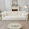 thumbnail image 6 of 98.5" 3-Seater Linen Modular Sectional Couches Sofa with Backrest Armrest Cushion & 2 Pillows, Contemporary Upholstered Sleeper Chaise Lounge for Living Room Office Furniture,Beige, 6 of 8
