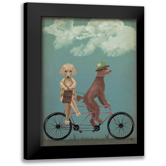 Fab Funky 12x14 Black Modern Framed Museum Art Print Titled - Poodle Tandem