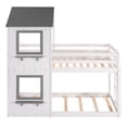 thumbnail image 4 of White Twin Over Twin Wood Bunk Bed with Roof, Window, Guardrail, Ladder, 4 of 8