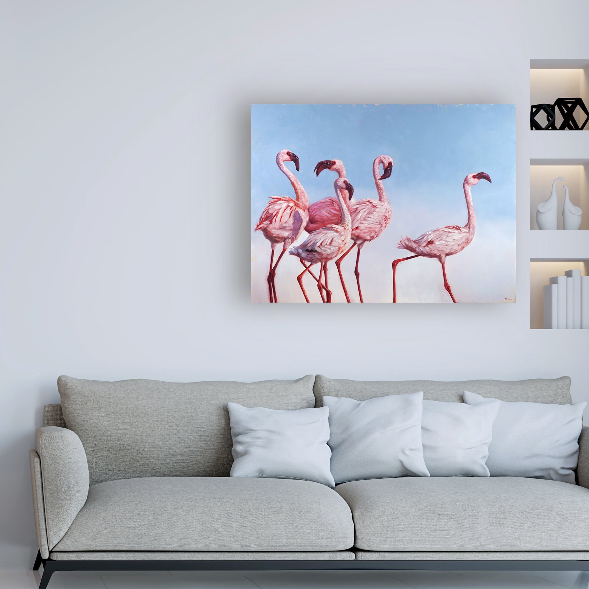 Trademark Fine Art 'Pink Ladies Flamingos' Canvas Art by Lucia Hefferna