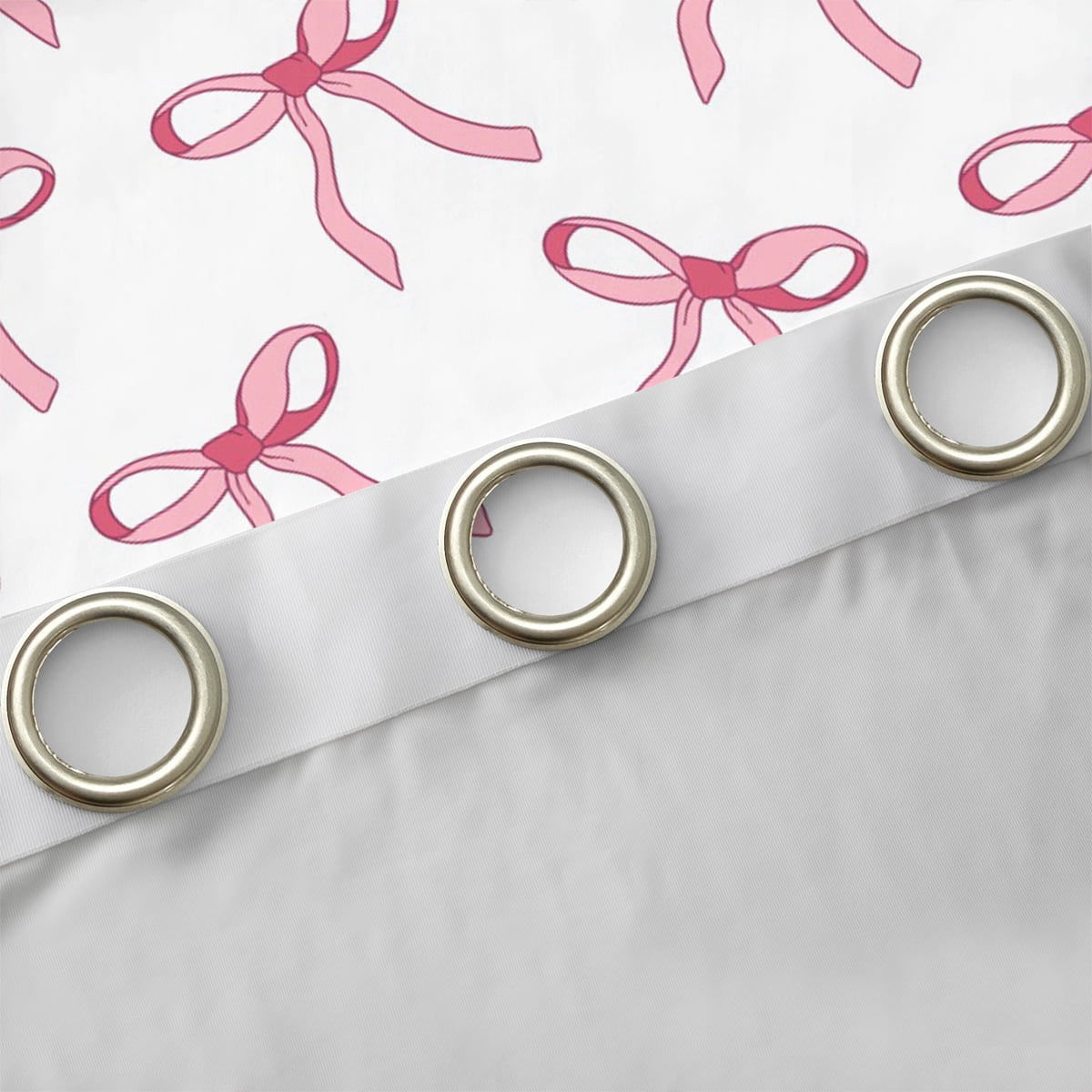 Manfei Pink Bowknot Ribbon Black Out Curtains,Cartoon Bow Tie Curtains Pack of 2 (42x63 Each),Princess White Pink Bedroom Curtains For Girls,Microfiber Bedroom Decor