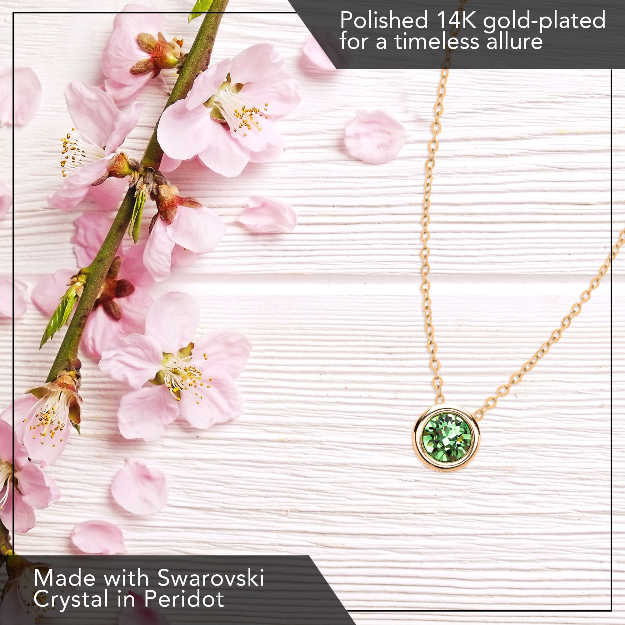 X & O Women's 14K Yellow Gold Plated Peridot Crystal Pendant Necklace
