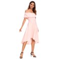 thumbnail image 5 of Womens Off The Shoulder High Low Summer Wedding Cocktail Party Dress, 5 of 7