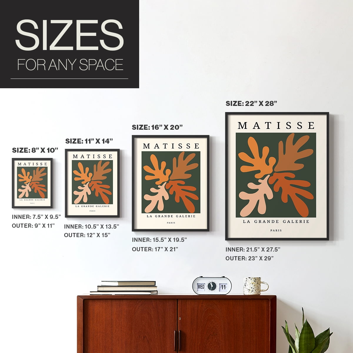 Matisse CCCLXXXV in Black Solid Wood 8 x 10 Framed Print