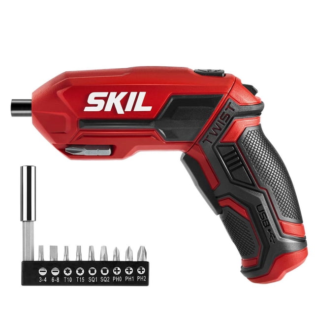 Destornillador inalámbrico SKIL SD561802 de 4 V con 9 brocas y soporte
