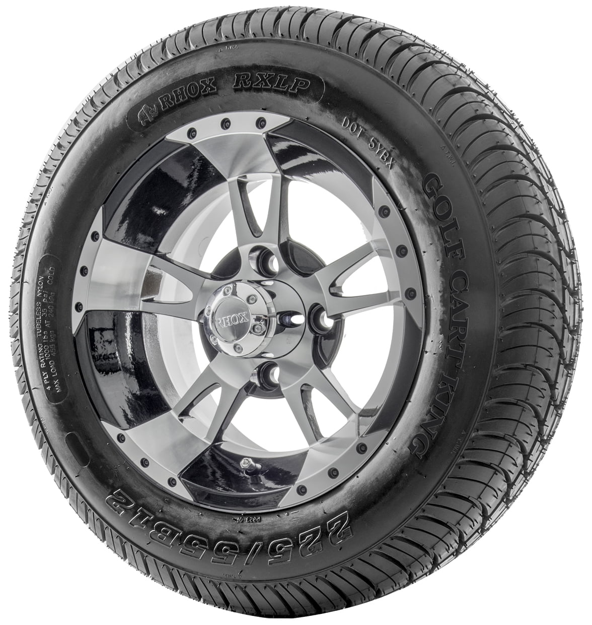 Golf Cart Wheels and Tires - 12" RHOX RX200 Machined w/ Low Pro Tires ...
