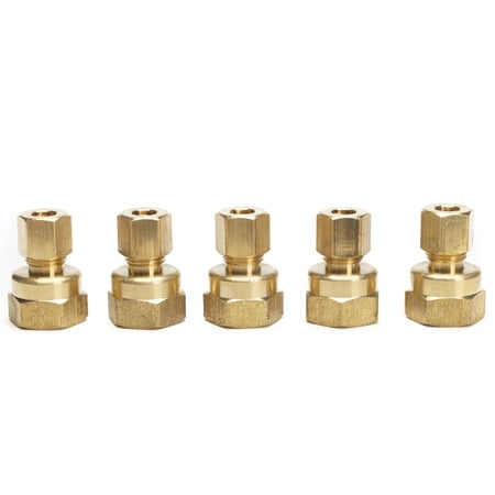 LTWFITTING Brass 1/4 OD x 3/8 Female NPT Compression Connector Fitting(Pack of 5)