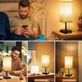 Bedside Table Lamp,Nightstand Lamp with 2 USB Charging Ports and Pull