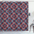 thumbnail image 1 of Ambesonne Nordic Shower Curtain, Tartan Geometric Floral, 69"Wx75"L, Ruby Dark Blue Coconut, 1 of 3