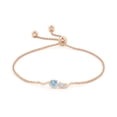 thumbnail image 2 of ANGARA Natural Trillion Aquamarine Pisces Bolo Bracelet with Diamond Cluster in 14K Rose Gold for Women (Size-4mm) | March Birthstone, Anniversary Jewelry Gift for Women | Natural Aquamarine Bracelet, 2 of 7