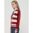 thumbnail image 4 of Womens Patriotic American USA Flag Sequin Front Zip Jacket with Ribbed Cuffs, 4 of 5