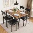 thumbnail image 1 of Dining Table Set for 4, Kitchen Table and Chairs, Metal and Wood Rectangular Dining Room Table Set with 4 Upholstered Chairs, 5 Piece Dining Set for Small Space, Apartment, Rustic Brown, 1 of 10