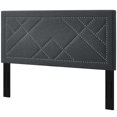 thumbnail image 3 of Contemporary Modern Urban Designer Bedroom Full and Queen Size Headboard, Rivet Nail, Fabric, Grey Gray, 3 of 5