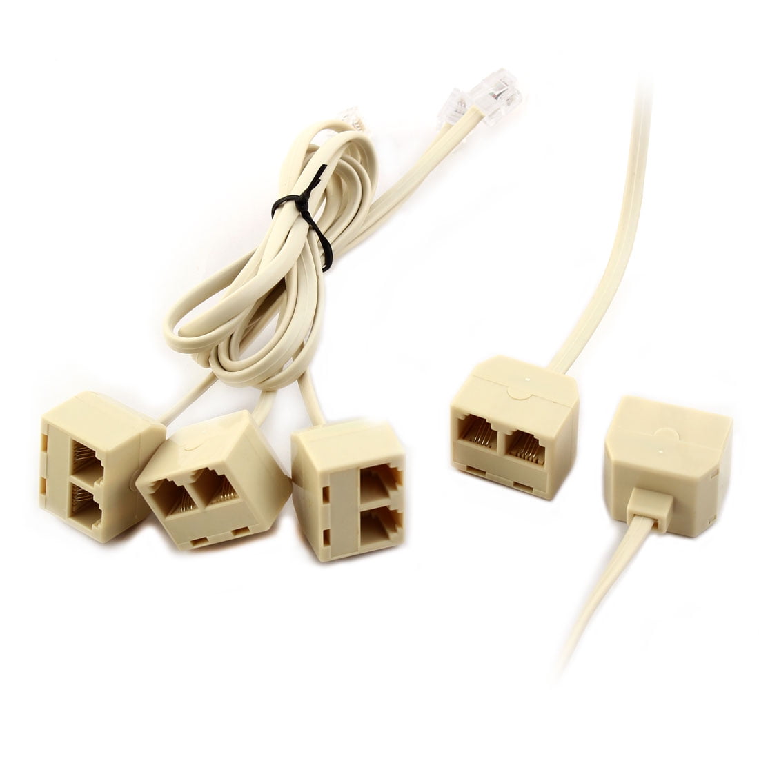 RJ11 Male to 2 Female 2 Way Telephone Cord Cable Line Connector