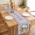 thumbnail image 3 of Easter Bunny Table Runner - 48 Inch Long, Kitchen Dining Table Runner Dresser Scarves, Spring Easter Eggs Chick Floral Purple Check Farmhouse Decor for Coffee Tables Wedding Party Banquet, 3 of 8