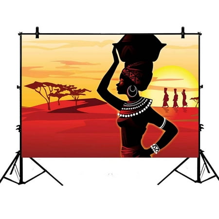 Image of GCKG 7x5ft African Woman Photography Backdrop African Woman Polyester Photography Backdrop Studio Photo Props Background