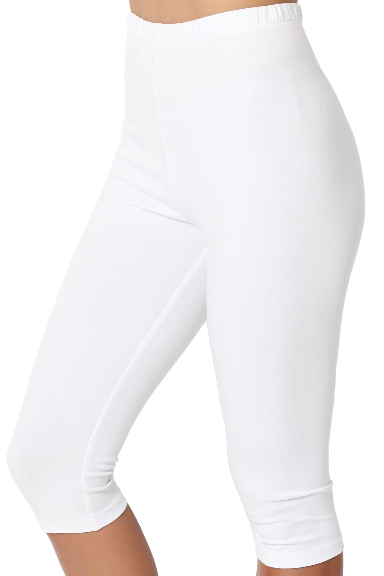 TheMogan Women's S~3X Basic Stretch Cotton Span Below Knee Length Capri ...