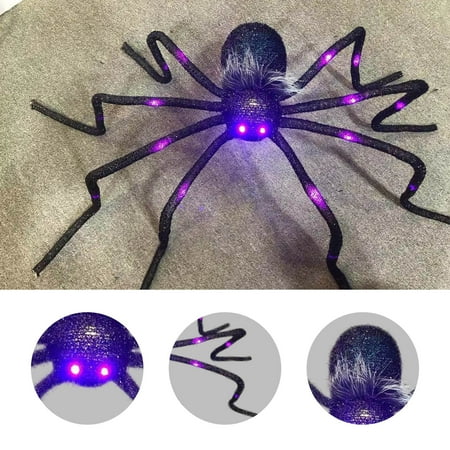 

Banghong 4FT Festival Spider Realistic Hairy Light Up Spider With Color Changing LED Lights Decoration Props For Festival (Without Net)