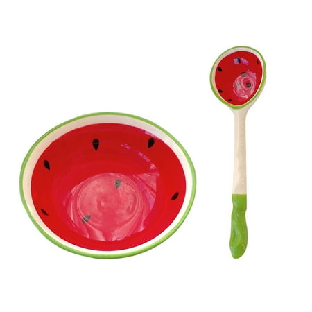 

1 Set of Creative Fruits Themed Bowl Spoon Kit Decorative Soup Bowl Ceramic Bowl