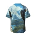 thumbnail image 6 of Lsque Majestic Eagle Over Castle print Men's Cuban Collar Short Sleeve Shirt Summer Beachwear Casual Button Down Fashionable Vacation Leisure Shirt-4X-Large, 6 of 7