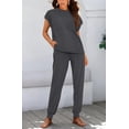 thumbnail image 7 of BTFBM Women's Two Piece Tracksuit Outfits Summer Short Sleeve Tops Long Pants Jogger Lounge Matching Sets Sweatsuit, 7 of 7