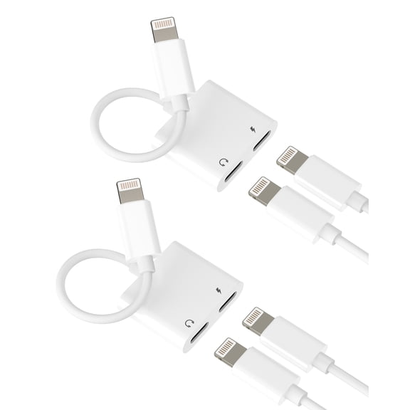 Lightning Headphone Jack Adapter (2 Pack)for Apple MFi Certified Dual lighting Double Port Earphone Charger Adaptor for iPhone 14 13 12 for iPad Charging AUX Audio Cable Splitter Car Dongle Connector