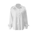 thumbnail image 5 of SAYOO Women's Blouse Feather Embellishment Long Sleeve Lapel Design Button Closure Loose Fit Casual Shirt Tops, 5 of 6