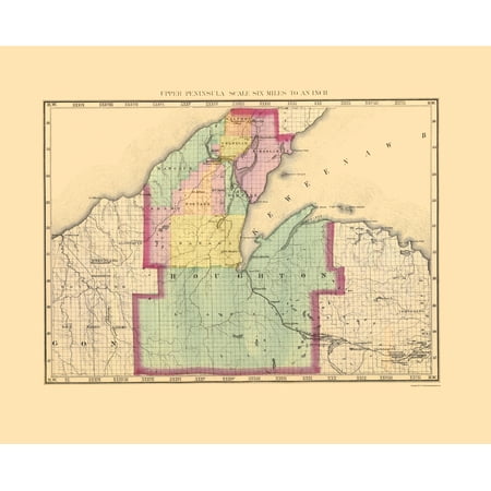 Houghton Michigan - Walling 1873 - 23 x 28.30