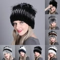 thumbnail image 3 of Bonnet d'Hiver en Fausse Fourrure pour Femmes, Épais, Extérieur, Anti-Froid, Chaud, Tricoté, 3 of 10