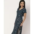 thumbnail image 6 of Moomaya Women's Printed Button Down Dress V Neck Short Sleeve Midi Dress, 6 of 8