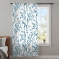 thumbnail image 3 of Teal Spring Floral Semi Sheer Curtains Drapes for Living Room, Bedroom, French Doors Window 54 Inches Long, Elegant Pastoral Flowers Rod Pocket Chiffon Curtain Drapery Voile Draperies Panel, 3 of 8